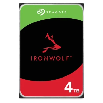 Afbeelding van Seagate IronWolf, 4 TB, NAS, interne harde schijf, CMR, 3,5 inch, SATA, 6 Gb/s, 5400 rpm, 256 MB cache, voor RAID netwerkopslag, 3 jaar reddingsdiensten, FFP (ST4000VNZ06)