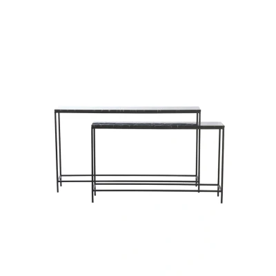 Afbeelding van Light &amp; Living Morena sidetable set van 2 zwart/agaat zwart Metaal