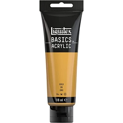 Afbeelding van Liquitex Basics 8870020 Monopigmenteerde acrylverf, kunstenaarspigmenten, lichtecht, gemiddelde viscositeit, achivkwaliteit, zijdeglanzende afwerking, 118ml Gold