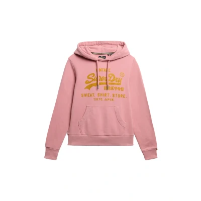 Afbeelding van Superdry Embellished Vintage LOGO Hoodie, Dames, Maat: 42, Smoke rose