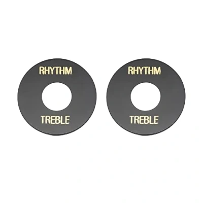 Afbeelding van Musiclily Pro Zelfklevend Gitaar LP Toggle Schakelaarplaat, Zwart met Goud Letters(2 Stuks)