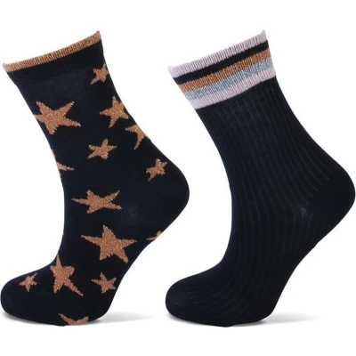 Afbeelding van Yellow Moon kindersokken ster streep lurex 2 pack 23/26