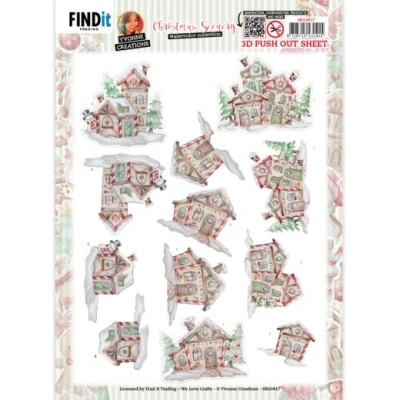 Afbeelding van 3D Push Out Yvonne Creations Christmas Scenery House
