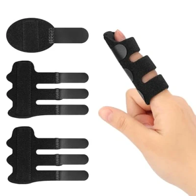 Afbeelding van supregear Vinger Spalk Steunen, 3 Pack Universeel Stijltang voor Volledige Grootte Herbruikbaar Brace Ondersteuning bij Artritis, Gebroken en Triggervingerstabilisator, Zwart