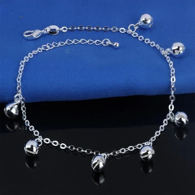 Afbeelding van Fako Bijoux® Enkelbandje Enkelsieraad Verzilverd Belletjes 22cm Zilverkleurig