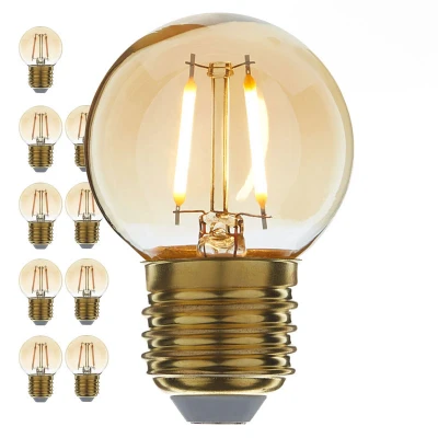 Afbeelding van Led filament E27 kogellamp 1 Watt, flame (2200K) extra warm licht, niet dimbaar, 100 lumen Voordeelpak 10 stuks Ø45mm