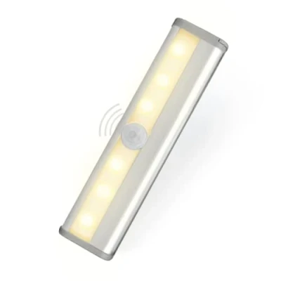 Afbeelding van Kastlamp met Bewegingsmelder LED, Magneetstrip, werkt op batterijen (niet inbegrepen). 6 LEDS Licht Warme Nacht 10CM Kast, Keuken, Gang, Badkamer, Trap.