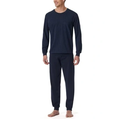 Afbeelding van Schiesser Pyjama lang met manchetten Nightwear set, Donkerblauw_182196, 25