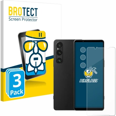 Afbeelding van BROTECT Screenprotector voor Sony Xperia 1 V (Voor+Camera) Folie Beschermfolie Beschermglas transparant (3 Stuks)