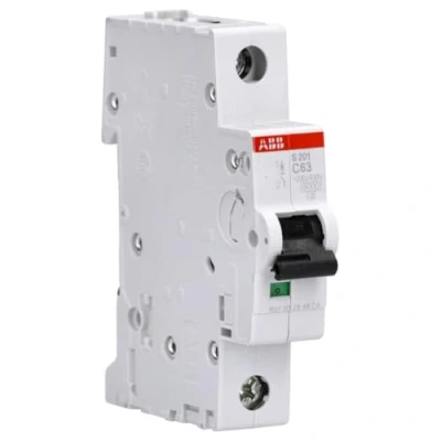 Afbeelding van Abb s201 installatieautomaat 1p c karakteristiek 63a iec en 60898 1 6 ka iec60947 2 10 module breedte 17 5mm 2cds251001r0634