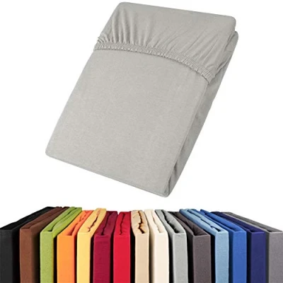 Afbeelding van aqua textil Viana hoeslaken, 180 x 200 cm, grijs, katoenen jersey bedlaken