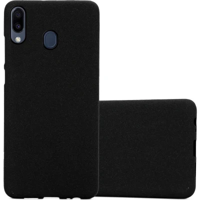 Afbeelding van Cadorabo Hoesje geschikt voor Samsung Galaxy M20 in FROST ZWART Beschermhoes gemaakt van flexibel TPU silicone Case Cover