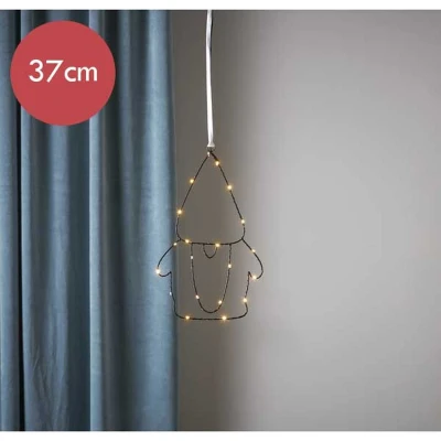 Afbeelding van Zwarte kerstkabouter met 20 LED lampjes 37 cm