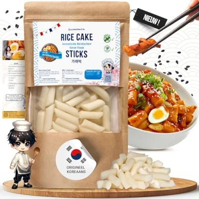 Afbeelding van asiafoodland Rijstcake naturel Rijstkoek Rijstwafel Rijstnoedels voor bijvoorbeeld Tteok bokki/Topokki, 1 verpakking (1 x 400g)