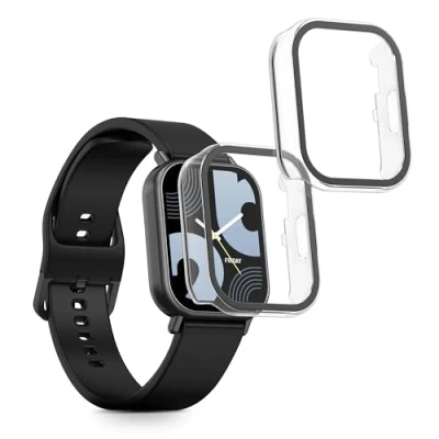 Afbeelding van kwmobile 2x cover geschikt voor Xiaomi Redmi Watch 5 Lite Fitnesstracker van gehard glas en kunststof frame set transparant