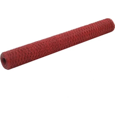 Afbeelding van Kippengaas 25x1,2 m staal met PVC coating rood