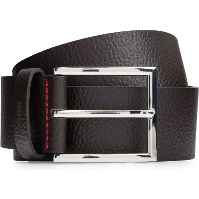 Afbeelding van HUGO BOSS heren Giaspo riem van leer in de kleur Donkerbruin, maat: 80 cm