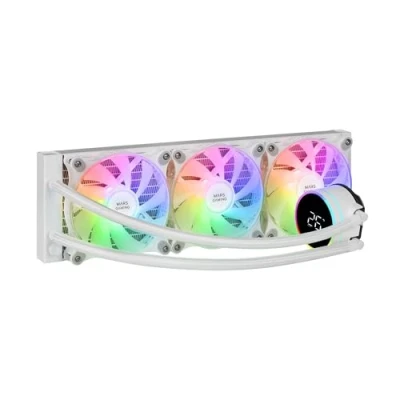 Afbeelding van MARSGAMING ML LCD360, AIO Vloeistofkoeling, TDP 600W, 3x FDB ARGB Ventilatoren 120mm, LCD scherm met Temperatuurmonitoring, Opti Chamber 3e Gen Pomp, Universele Multisocket, Wit