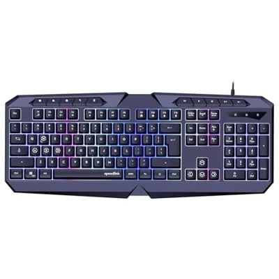 Afbeelding van Speedlink LUDICIUM RGB Rainbow Gaming Keyboard gamingtoetsenbord met kabel, Amerikaanse indeling QWERTY, Windows Key Lock, WASD schakelaar, 10 multimediatoetsen, bedraad, zwart