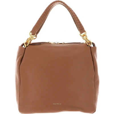 Afbeelding van Coccinelle Leren Handtas Schoudertas Maelody Handbag Nocciola Lichtbruin