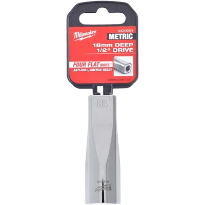 Afbeelding van Milwaukee Accessoires 1/2&quot; Lange Dop Metrisch 18 mm 4932480038