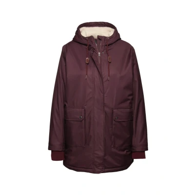 Afbeelding van Ulla Popken grote maten plus size HYPRAR functionele gewatteerde jas, waterdicht, teddyfleece, Donker wijnrood, 42