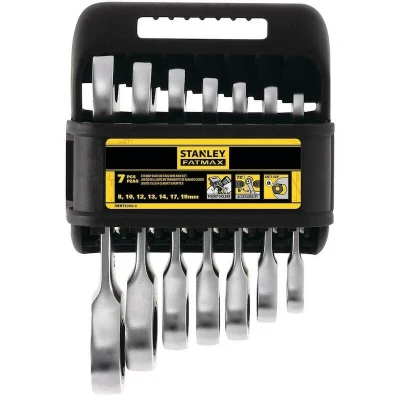 Afbeelding van Stanley handgereedschap FMMT82900 0 FatMax ringsteeksleutelset met ratel stubby 7 delig