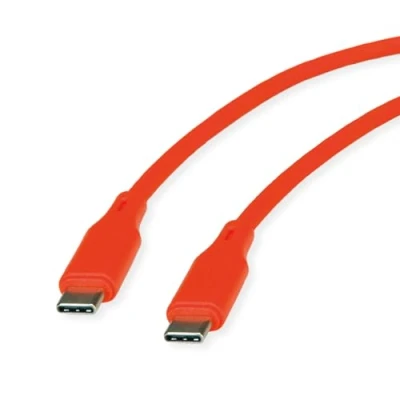 Afbeelding van ROLINE USB 2.0 kabel, type C C, M/M , Silicone, 60W, oranje, 1 m