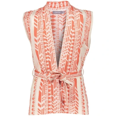 Afbeelding van Geisha zomer gilet meisjes fancy woven oranje / off wit