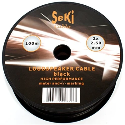 Afbeelding van luidsprekerkabel 2x2,50mm2 100m zwart CCA audiokabel