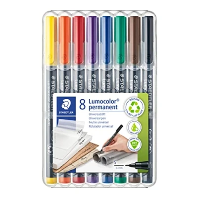 Afbeelding van Staedtler Lumocolor 313 WP8 Universele pen, permanent, Box met 8 kleuren, 0,4 mm