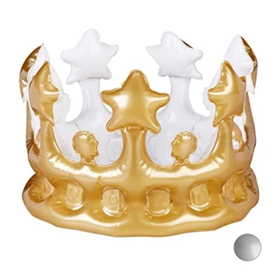 Afbeelding van Relaxdays opblaasbare kroon koningsdag koningskroon carnaval festival goud