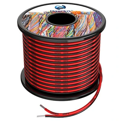 Afbeelding van Haerkn 22awg 0.3mm² Silicone Elektrische Draad 2 Core Kabel 200ft [Zwart 100ft Rood 100ft] Zuurstofvrij Gestrand Ingeblikte Koperdraad Hoge Temperatuur Weerstand Zacht en Flexibel