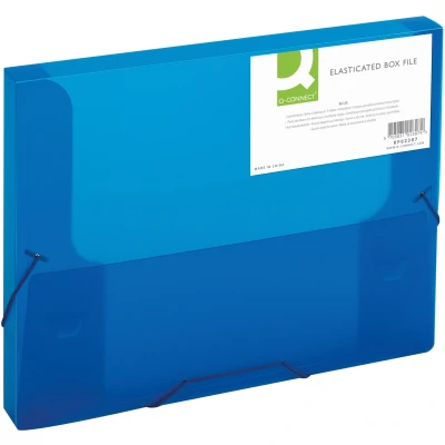 Afbeelding van Q CONNECT elastobox, met elastieken, A4, rug 25 mm, blauw
