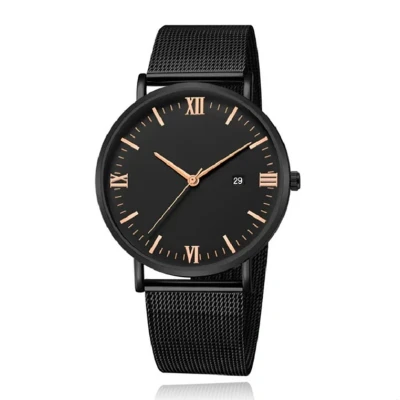 Afbeelding van LGT JWLS Herenhorloge met Zwarte Mesh Band Rose Goud Uuraanduiding