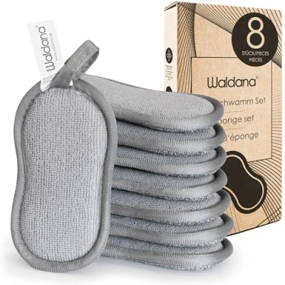 Afbeelding van Waldana Reinigingsspons, wasbaar en dubbelzijdig (8 stuks) spoelspons, schuurspons, microvezelspons, keukenspons, open haard, reniger, pot, sponzen