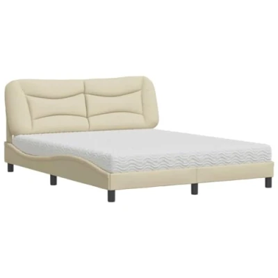 Afbeelding van vidaXL Bed met matras stof crèmekleurig 160x200 cm