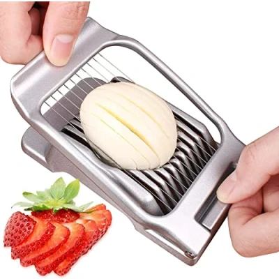 Afbeelding van Eiersnijder, roestvrij staal, eierverdeler, snijdraden, eierschudder, aardappelsnijder, eierharp, aardbeiensnijder, eierstok, mozzarellasnijder, eiersnijgereedschap, vaatwasmachinebestendig