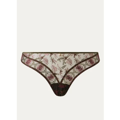 Afbeelding van Aubade dames Sound Of Heart tanga van mesh met borduring in de kleur Donkergroen, maat: 40