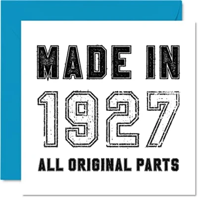 Afbeelding van 97e verjaardagskaart voor mannen vrouwen hem haar gemaakt in 1927 alle originele onderdelen grappige zevenennegentig overgrootvader Nan oma, 145 mm x