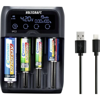 Afbeelding van VOLTCRAFT IPC 2 Batterijlader NiMH, NiCd, Li ion, LiFePO AAAA (mini), AAA (potlood), AA (penlite), C (baby), Sub C, A, 10440, 14500, 14650, 16340, 17355,