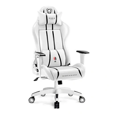 Afbeelding van Diablo X One 2.0 Gaming Stoel Gamestoel Bureaustoel Verstelbare Armleuningen Ergonomisch Ontwerp Nek / Lendenkussen Imitatieleer Kantelfunctie Wit Zwart King (XL)