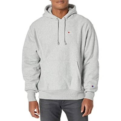 Afbeelding van Champion Reverse Weave Pullover met capuchon voor heren, Oxford grijs/C logo op de linkerborst, S