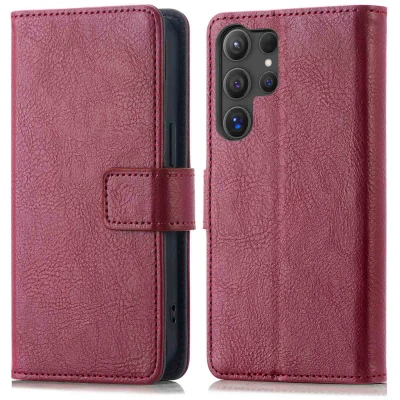 Afbeelding van Samsung Galaxy S24 Ultra Hoesje Kunstleder imoshion Bookcase Donkerrood Telefoonhoesje