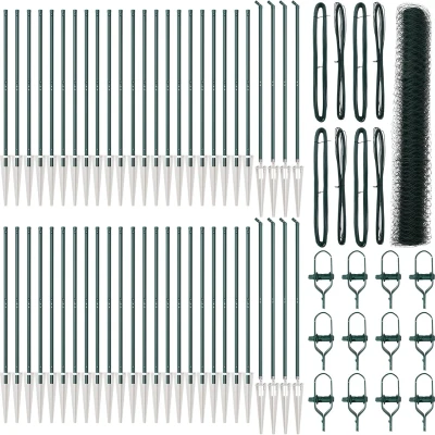 Afbeelding van vidaXL Hexagonaal Hek Groen 1,2x100 m Staal, Hekpalen met Spike 13 stuks Ø32 mm 140 cm Gegalvaniseerd Staal