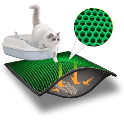 Afbeelding van Blue Eyes kattenbakmat, 60 cm X 40 kattenbakmat honingraatontwerp waterdicht dubbellaags ontwerp honingraatmat (groen)