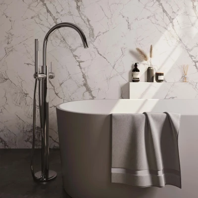 Afbeelding van Brauer Chrome carving Staande Badkraan handdouche staaf 1 stand 2 knoppen chroom