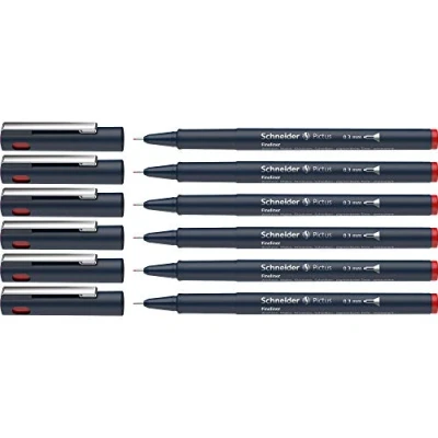 Afbeelding van Schneider Pictus Fineliner (lijndikte 0,3 mm, onuitwisbaar, metalen punt, behuizing van 85% gerecycled kunststof) 6 pack, rood