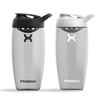 Afbeelding van Promixx PURSUIT Proteïne Shaker Fles 2 Pack Premium Sport Flessen voor Proteïnemixen en Supplement Shakes Zwart, Wit, 700ml