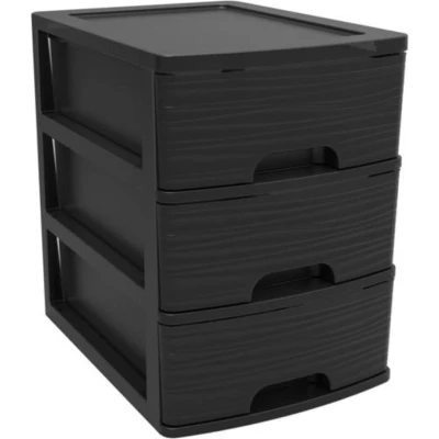 Afbeelding van Ladenkast/bureau organizer zwart A5 3x lades stapelbaar L27 x B36 H35 cm Ladeblok